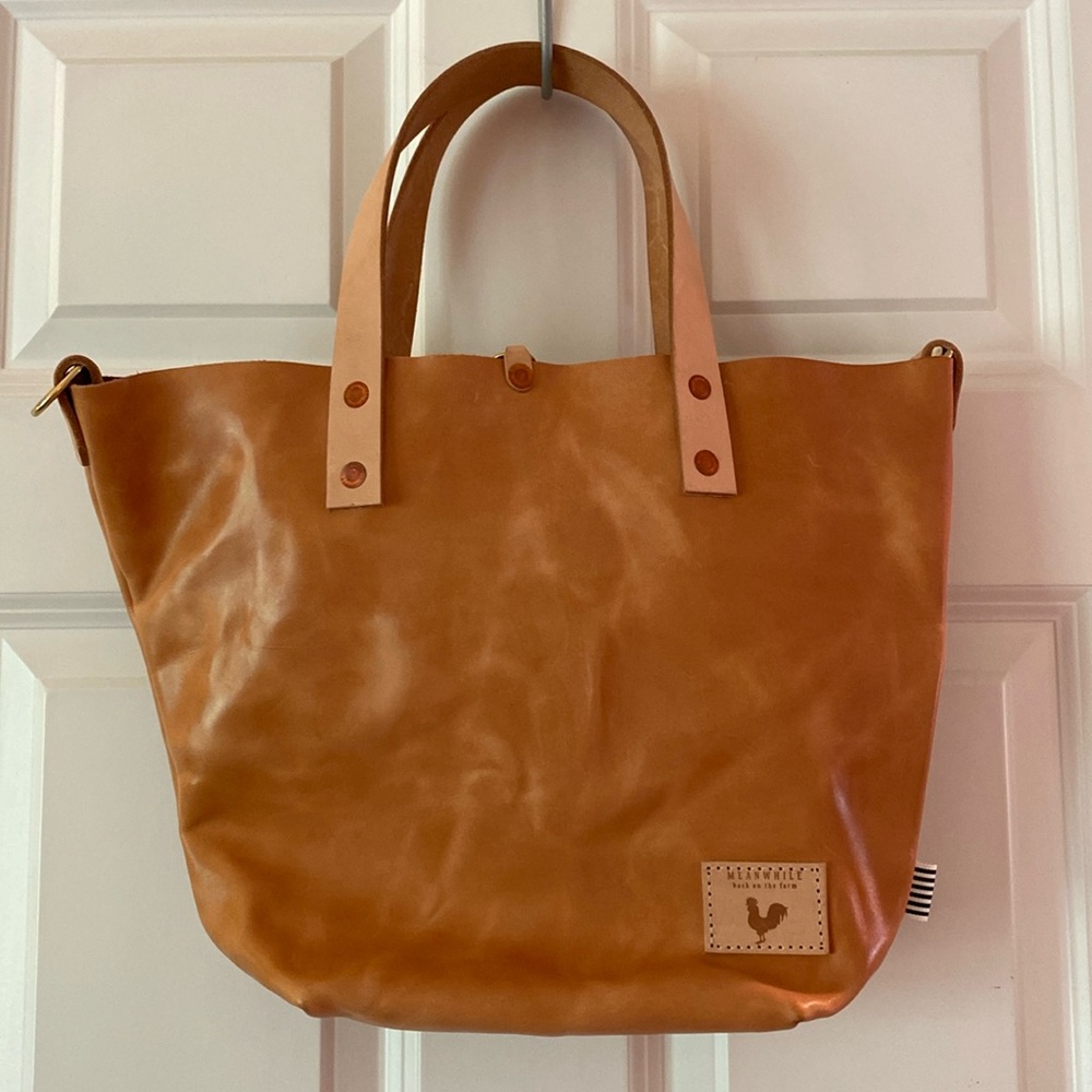 Meanwhile Back on the Farm leather Bucket tote